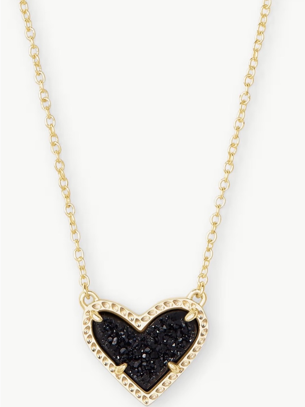 Kendra Scott Gold Heart Necklace with Black Druzy